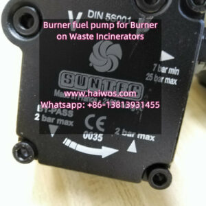 Burner fuel oil pump for waste incinerators